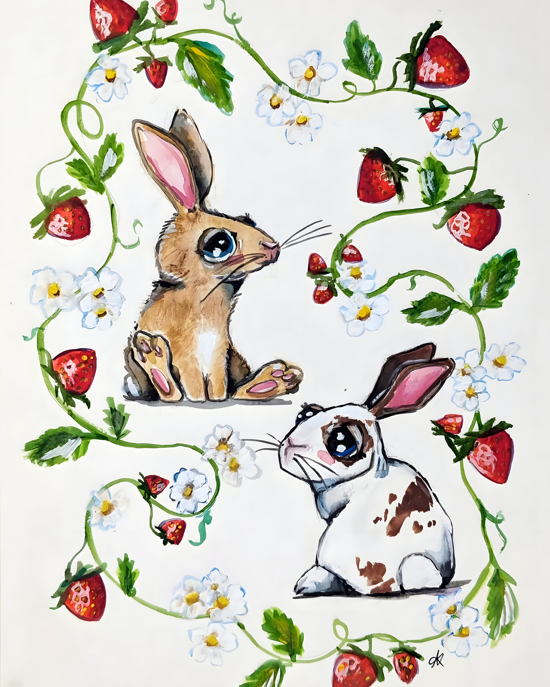 Rabbits Watercolor